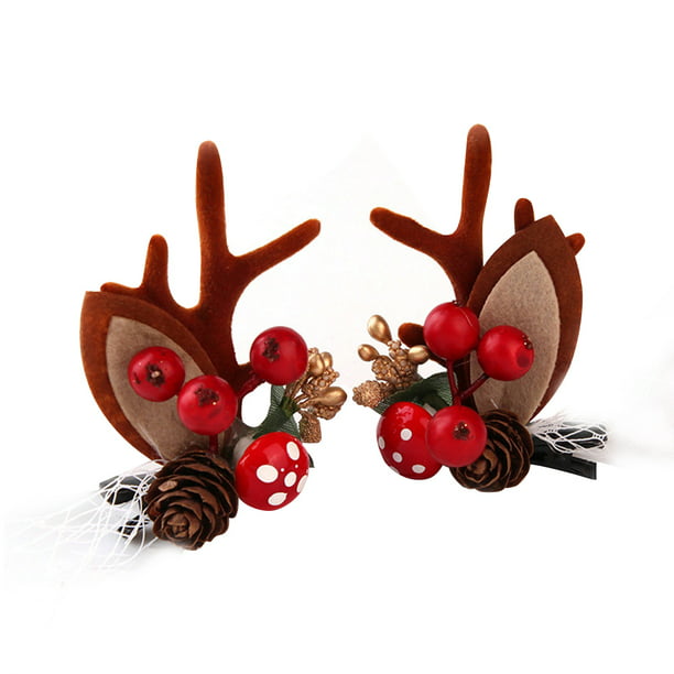 Delicate Hair Clips Santa Hat Elk Christmas Horns Hairpin Party Hair Accessories 
